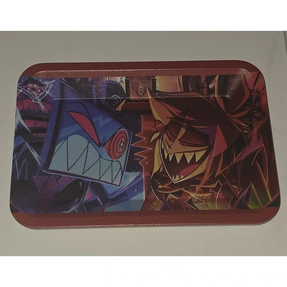 Alastor x Vox Small Metal‎ Rolling Tray 7x5 Hazbin Hotel Utility Tin Valet Tray